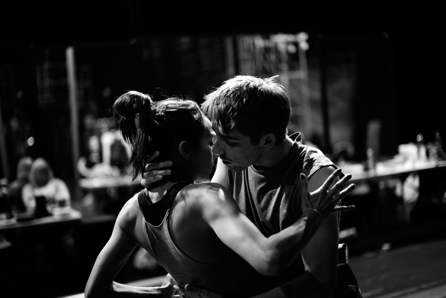 Kate Lyons and Liam Mower rehearsing in studio for Matthew Bourne's The Car Man - Rita and Angelo gun duet for New Adventures, shot by Chris Mann